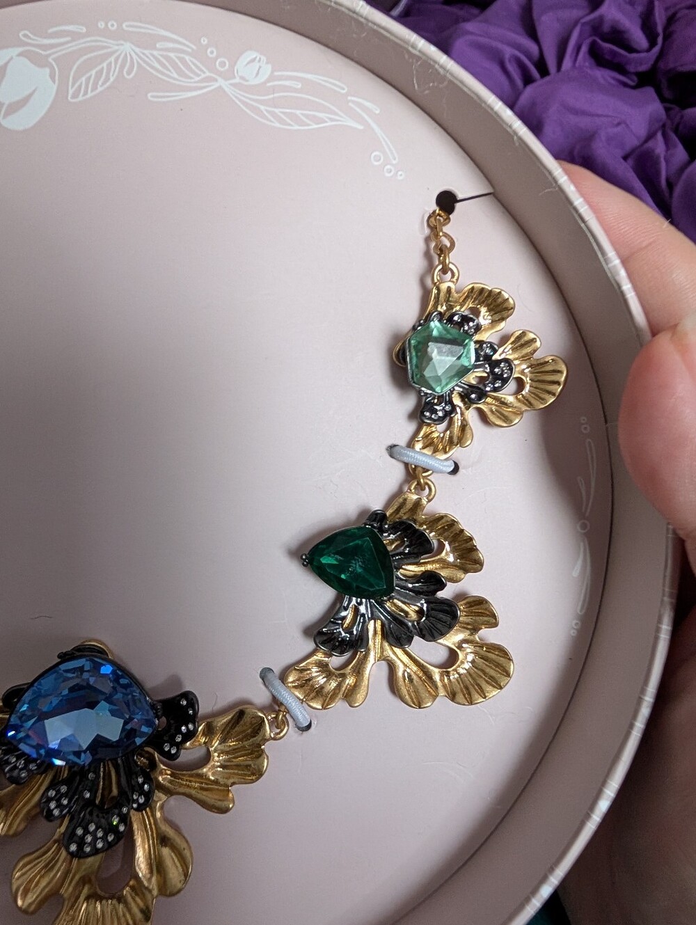 Chloe + Isabel Blue and Green Crystal Floral Bib Necklace - Picture 5 of 6
